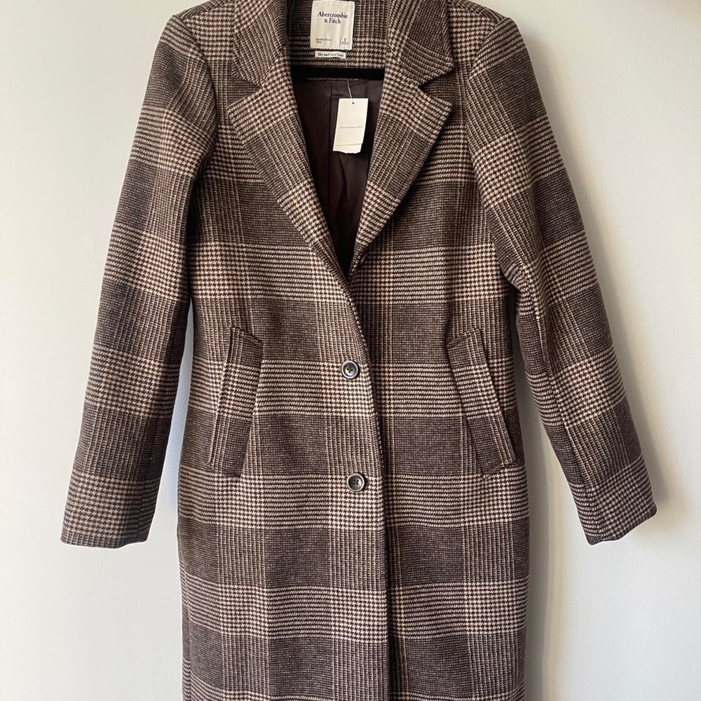 Abercrombie & Fitch Brown and Cream Wool Coat Women / Men